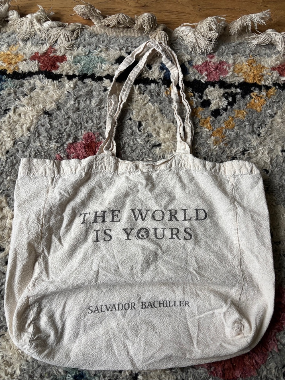Salvador bachiller “the world is yours” cotton canvas tote